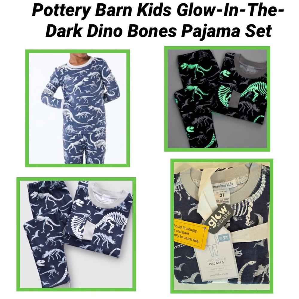 Pottery Barn Kids Glow-In-The-Dark Dino Bones Pajama Set